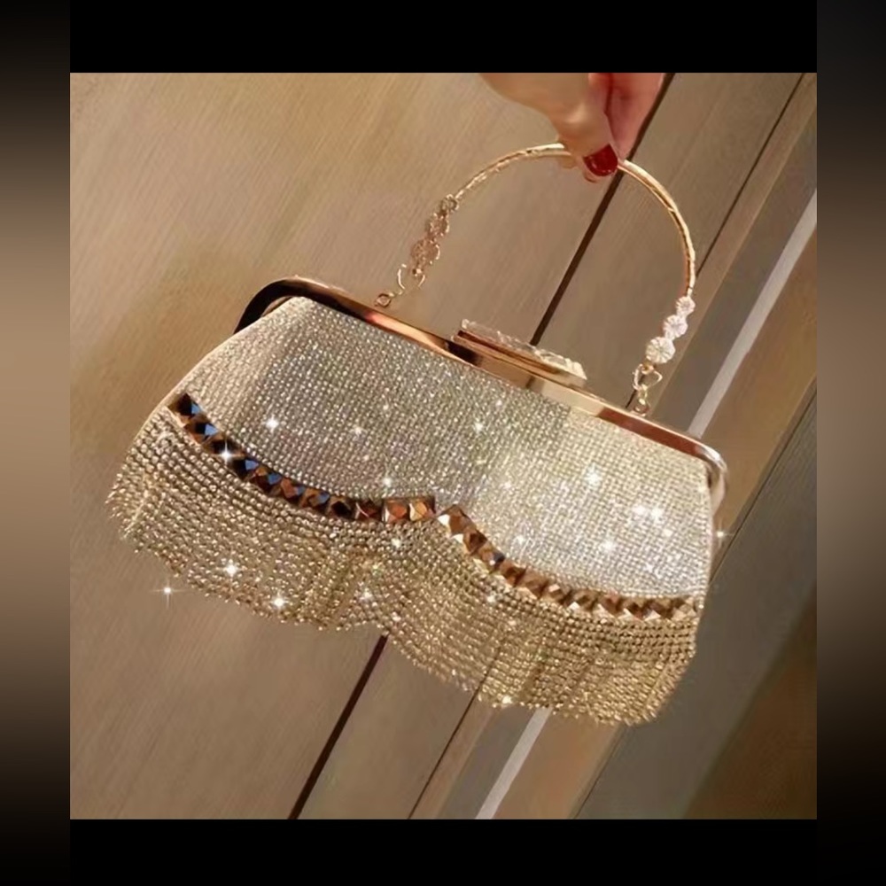 Golden clutch Rhinestone evening bag